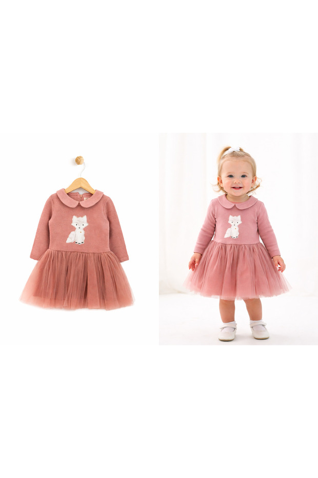 Cute Fox Appliqued Baby Girl Tulle Skirt Dress