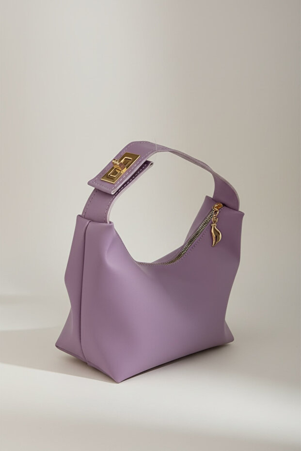 Zippered Gold Buckled Arm and Clutch Bag