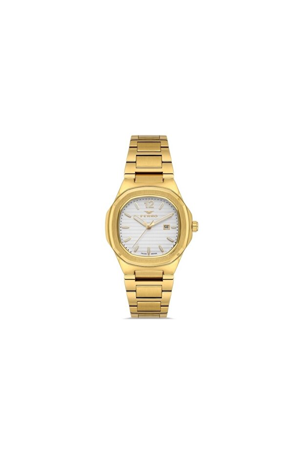 Quartz Steel Gold Color 24 mm Women's Wrist Watch
