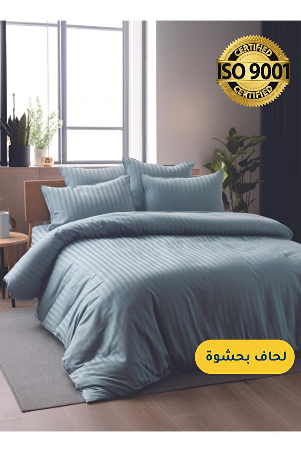 طقم لحاف فندقي من الألياف الدقيقة، 5 قطع، مقاس مفرد، يناسب سريرًا بمقاس 120×200 سم، مع حشوة لحاف متضمنة