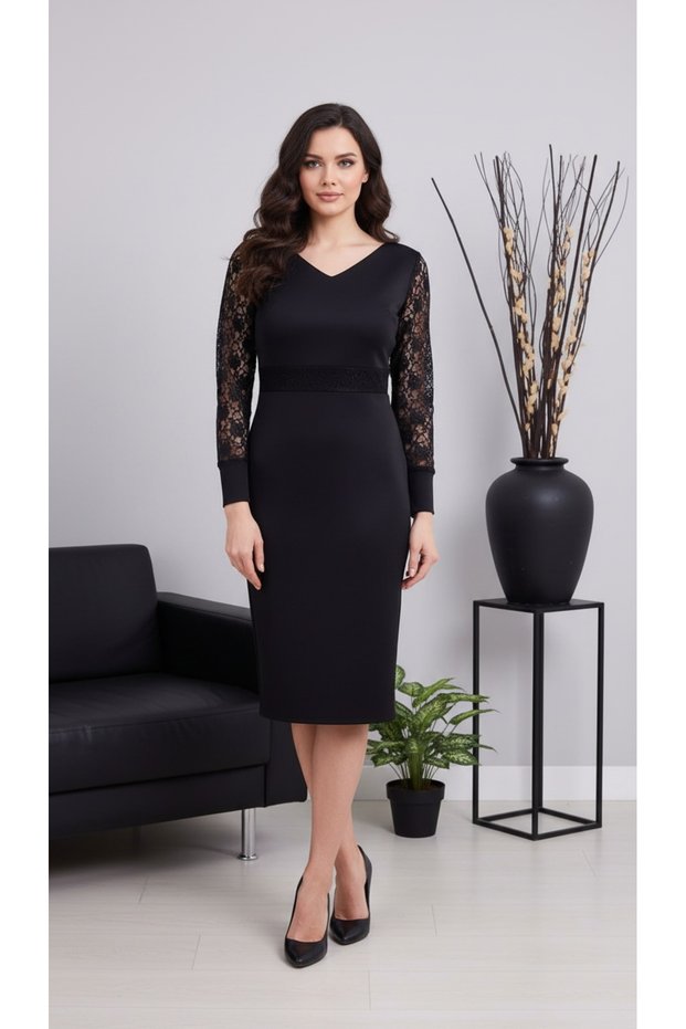 Rochie de pește midi cu decolteu în V