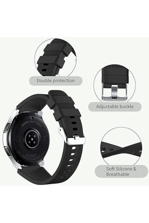 Silicone Watch Strap with Vertical Grain, 22mm Sport Replacement Band for Galaxy Watch