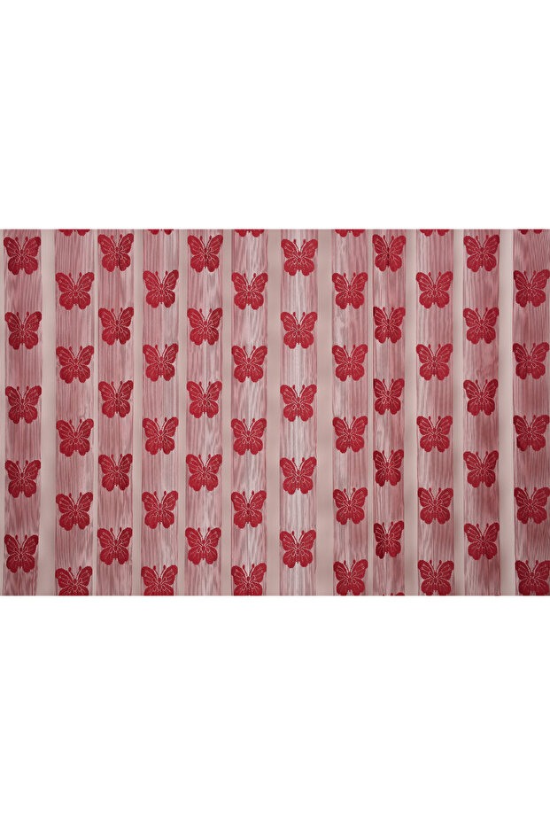 Butterfly Model Bordo Color Rope Curtain Ready Made Buttons Sewn on Rope Curtain 300*280 cm