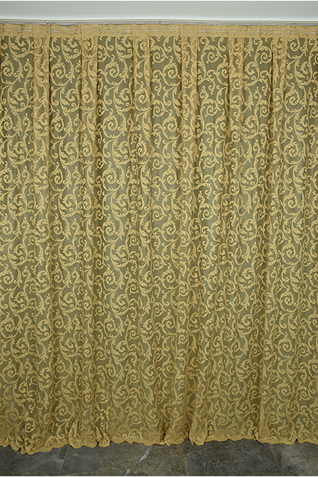 SULTAN 2 MODEL GOLD COLOR SINGLE WING ستارة خلفية مطوية مخيطة مسبقًا 300*260 سم