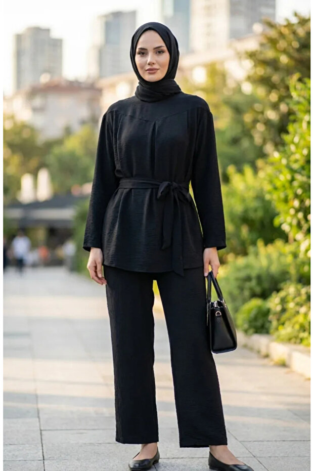 Aerobin Fabric Tunic Trousers Double Suit 4141-11 Black