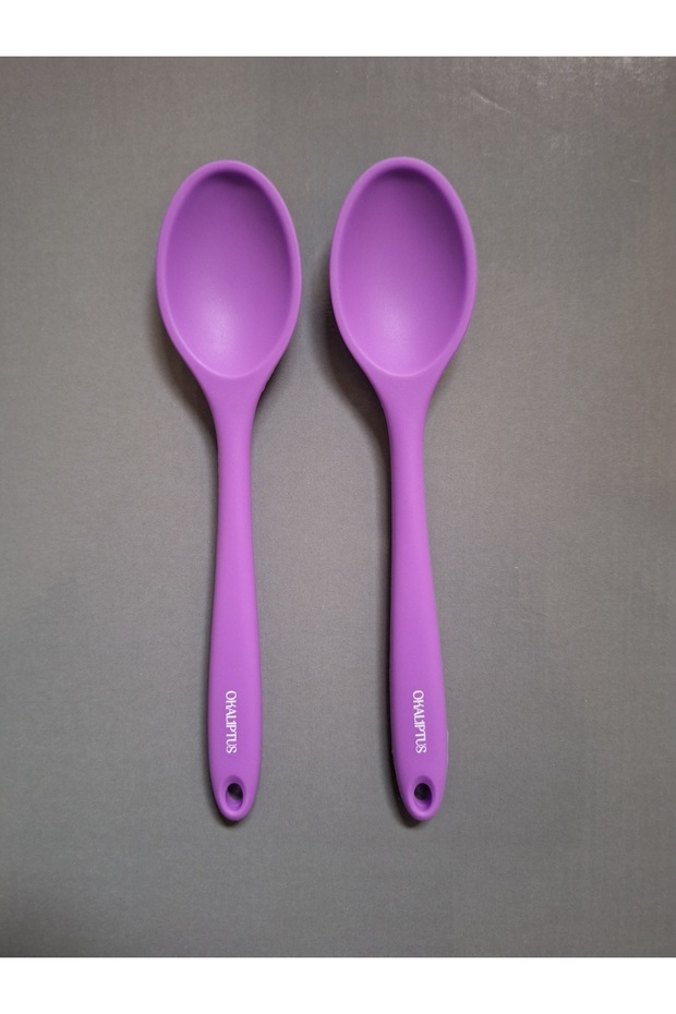 2' Li Eucalyptus Purple Color Fireproof Non-Stick Small (20 cm) Silicone Spoon Food Spoon