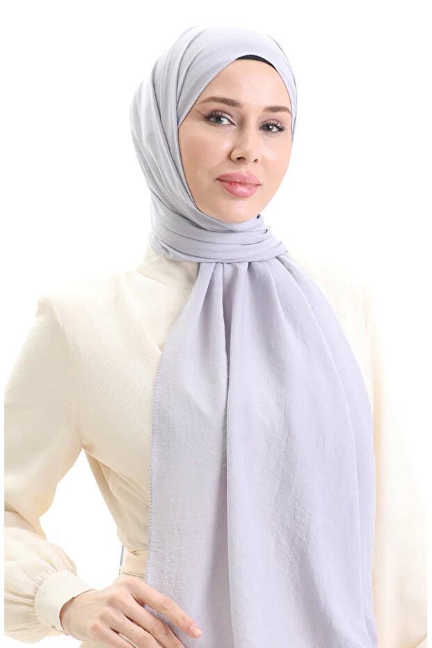 شال قطني ناعم 70283-34 رمادي فضي