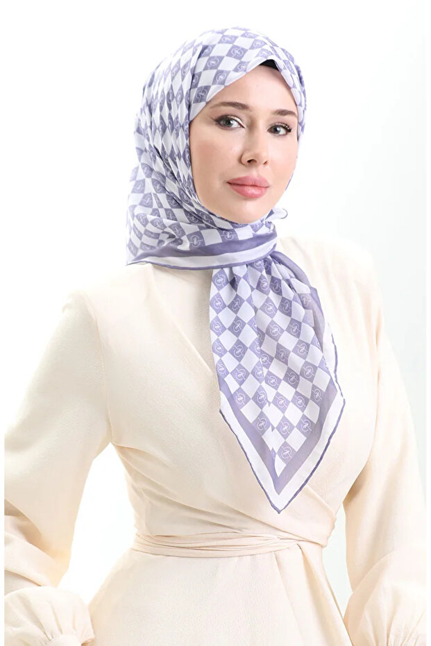 وشاح ناعم منقوش 70294-03 أرجواني