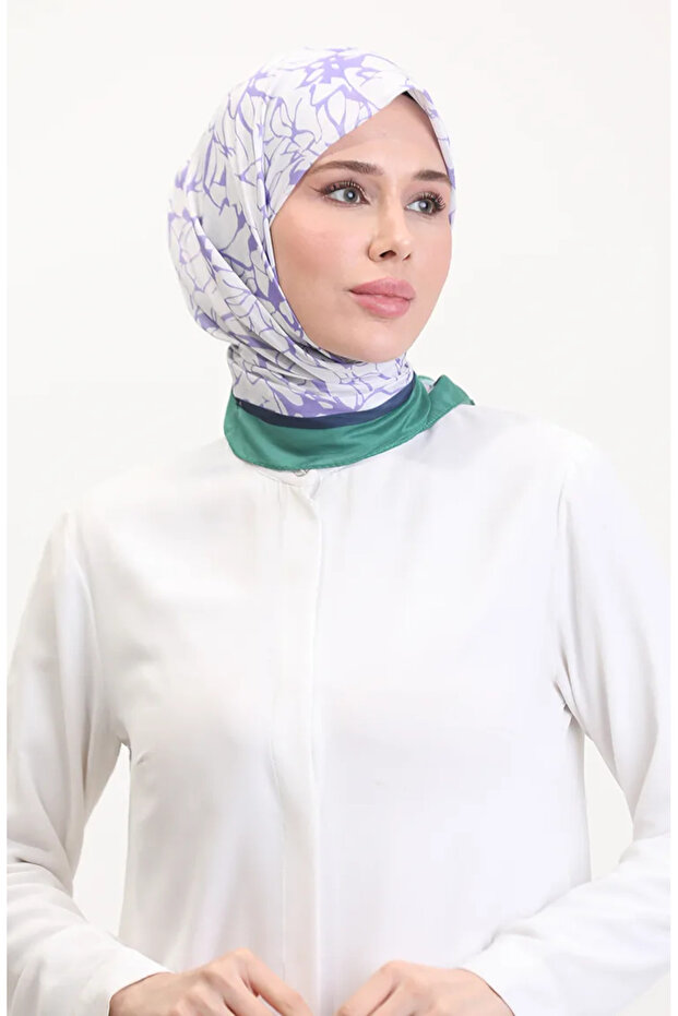 وشاح ناعم منقوش 70249-05 لون أخضر أرجواني