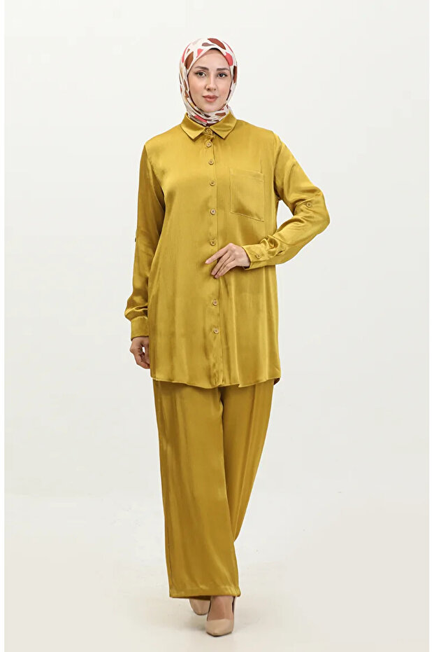 Oil Green Tunic and Trousers Set - 11304-02