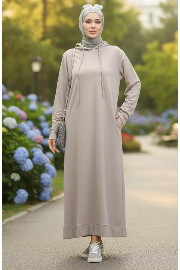 Two thread hooded sports dress 0190-13 stone