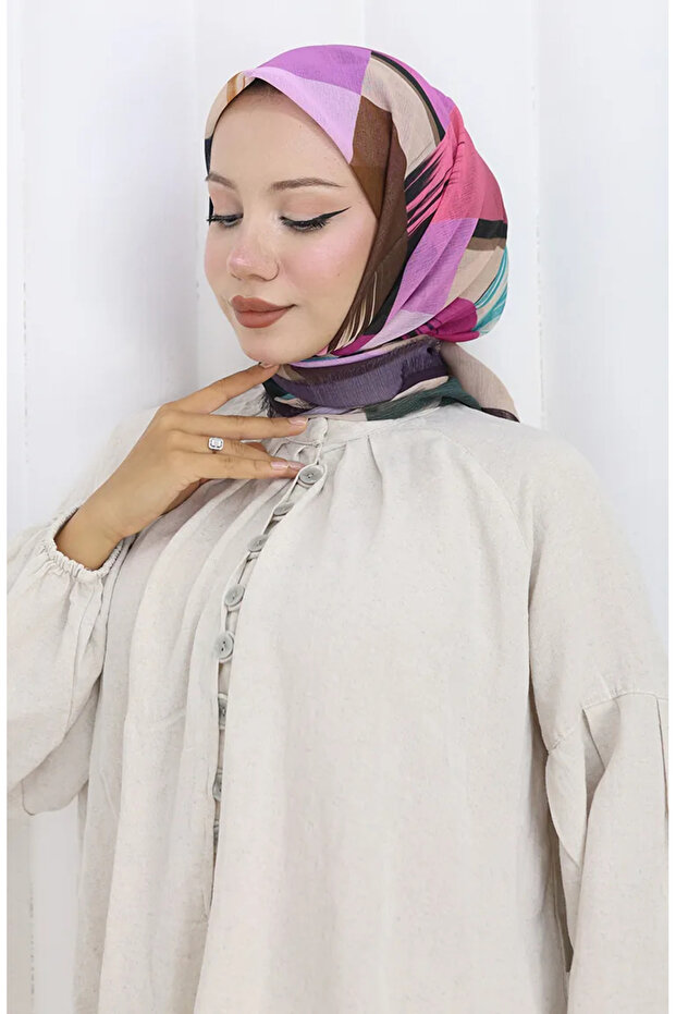 وشاح مطبوع رقميًا 70320-09 أرجواني فيروزي