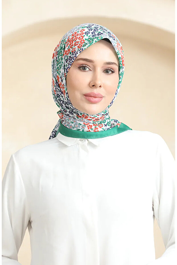 وشاح ناعم منقوش 70260-12 أخضر كحلي