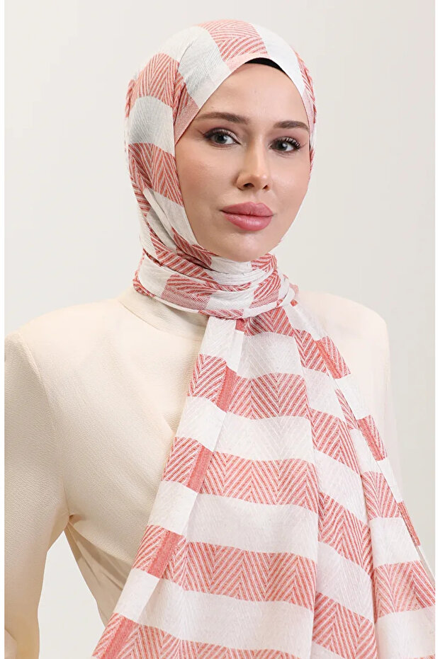Geometric Patterned Linen Shawl 70285-08 Tile