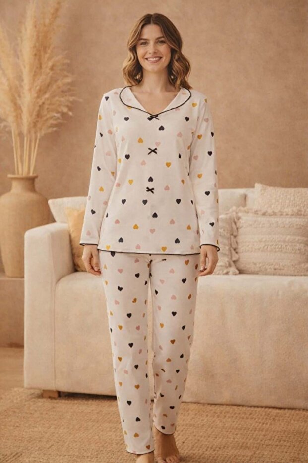 Women's 15998 Ribbed Knit 100% Cotton Long Sleeve Pajama Set