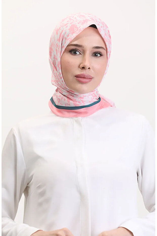 وشاح ناعم منقوش 70261-09 وردي زمردي أخضر