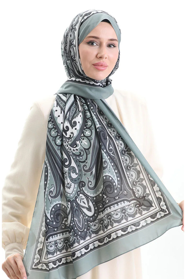 شال ناعم بنمط عرقي 70295-09 أخضر كاجلا