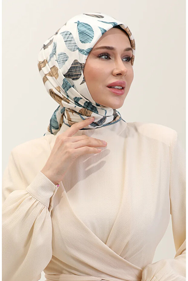 وشاح منقوش 70289-07 أزرق بترولي
