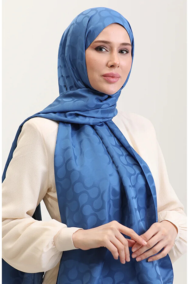 شال جاكار بنمط إنديجو بلوم 90183-03