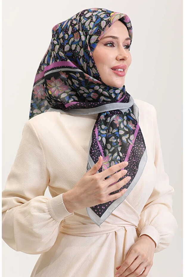 وشاح قطن أرجواني 2075-05 ساكس منقوش
