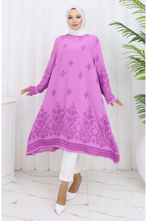 Patterned Tunic 1012-07 Dusty Rose - 1