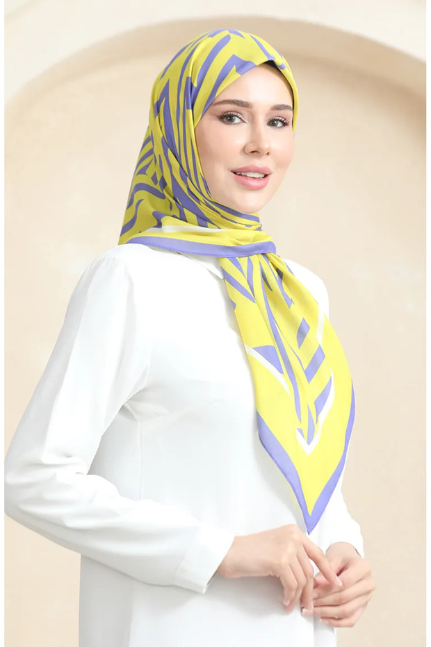 Soft Cotton Scarf 19092-17 Yellow Purple