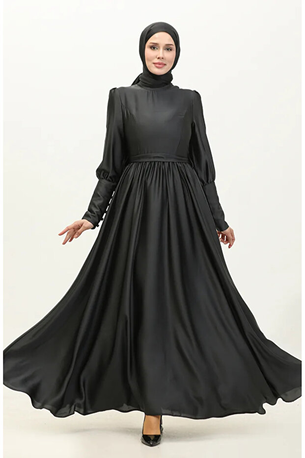 Satin evening dress with cups 6080-15 smoky