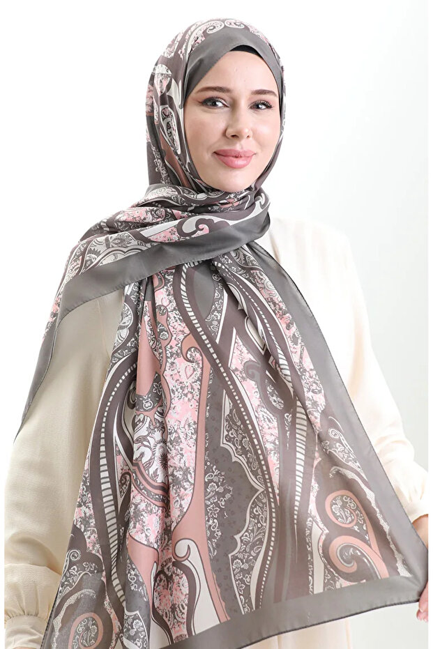 شال ناعم منقوش 70313-04 قشرة البصل الكاكي