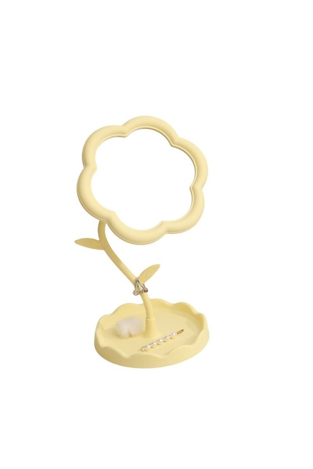 Desk Makeup MirrorRotatingDetachableSunflower PatternRing Holder