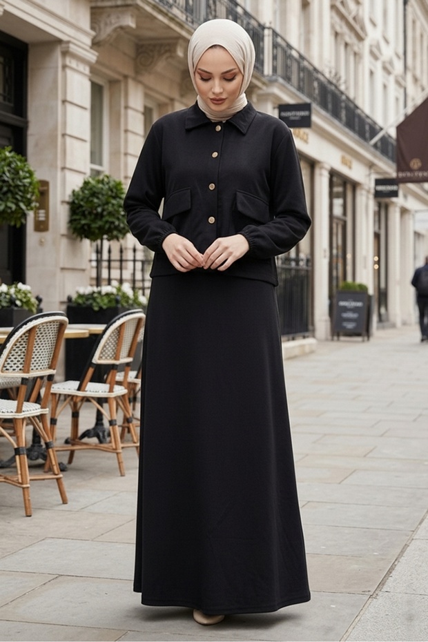 Elmina Jacket Dress Scuba Double Suit 1673 - Black