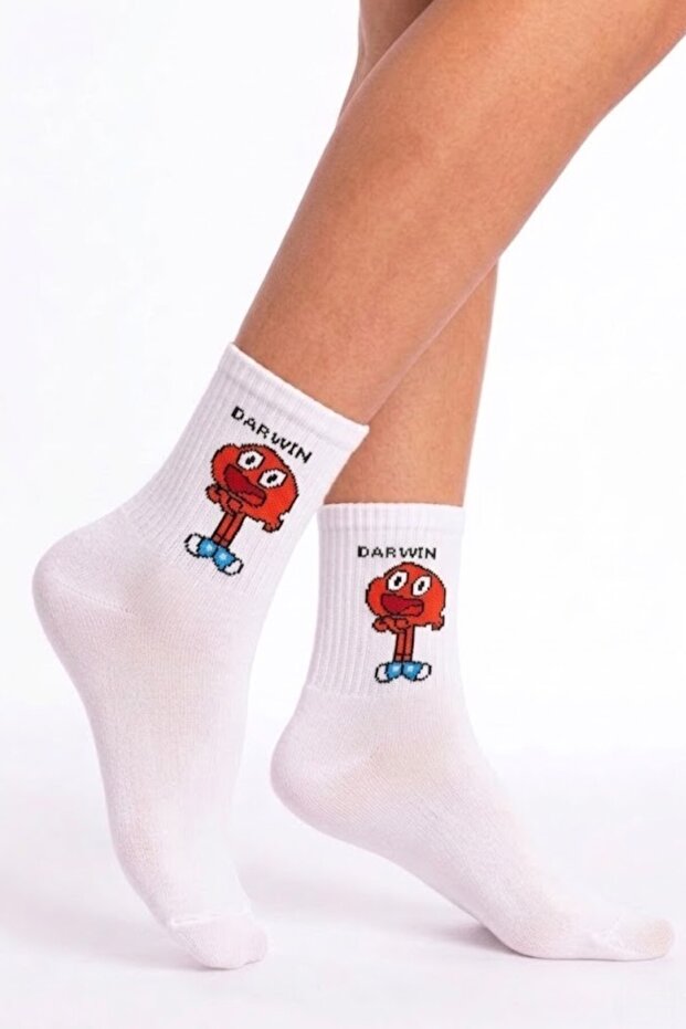 Darwin Themed Socks - White - 1