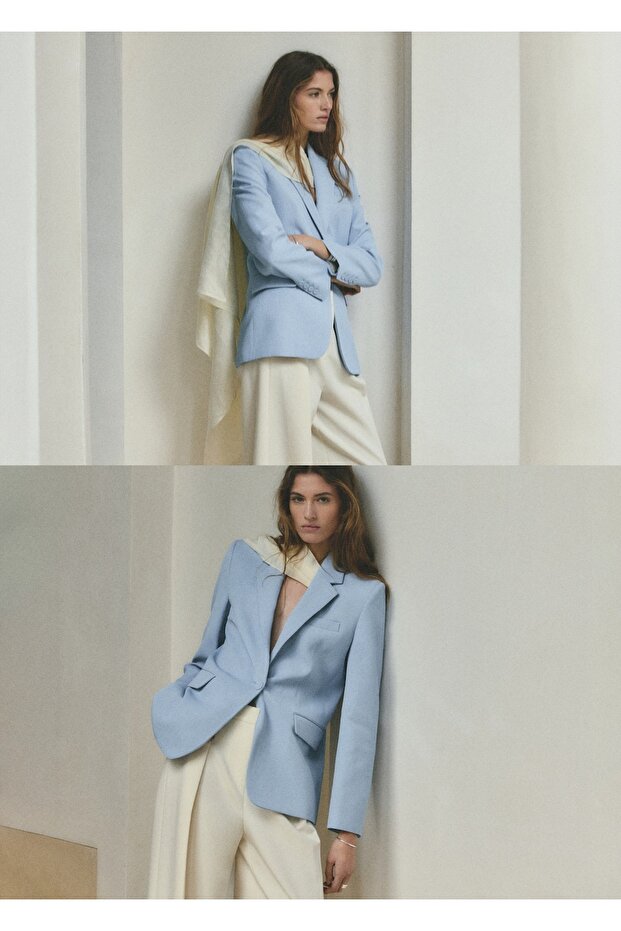 Düz kesim blazer ceket - 8