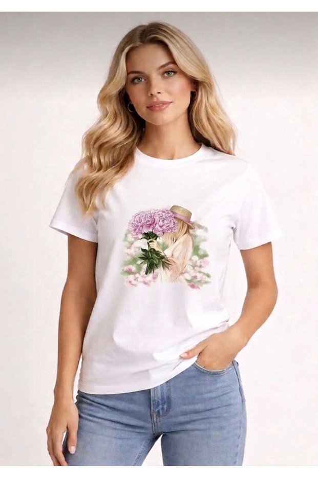 Women's Print Detailed Oversize t Shirt