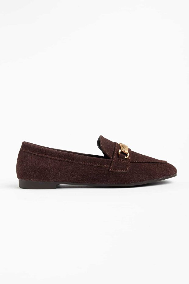 Seul Brown Buckle Women's Ballerinas