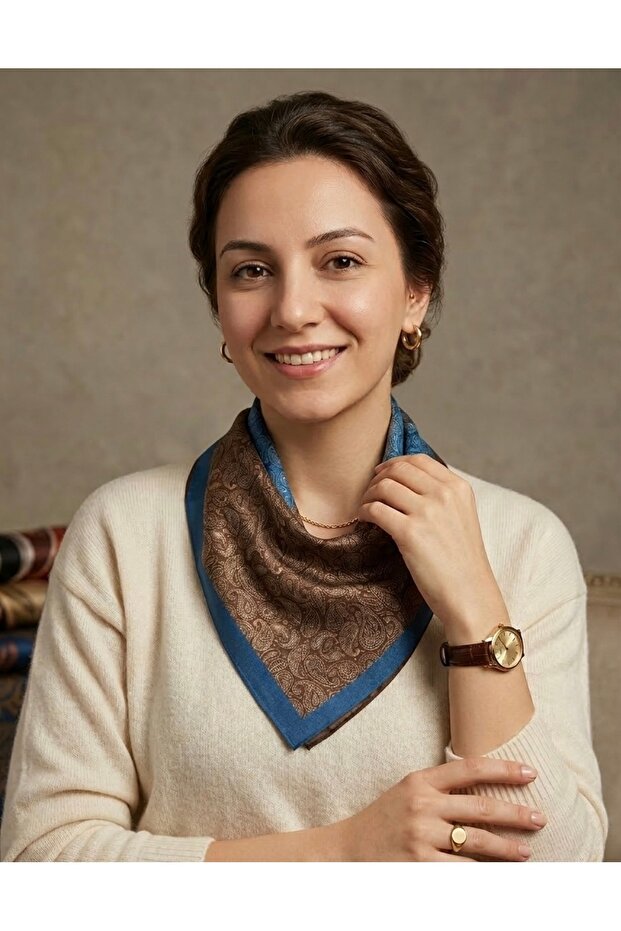 وشاح ذو وجهين D منقوش مقاس 48 سم