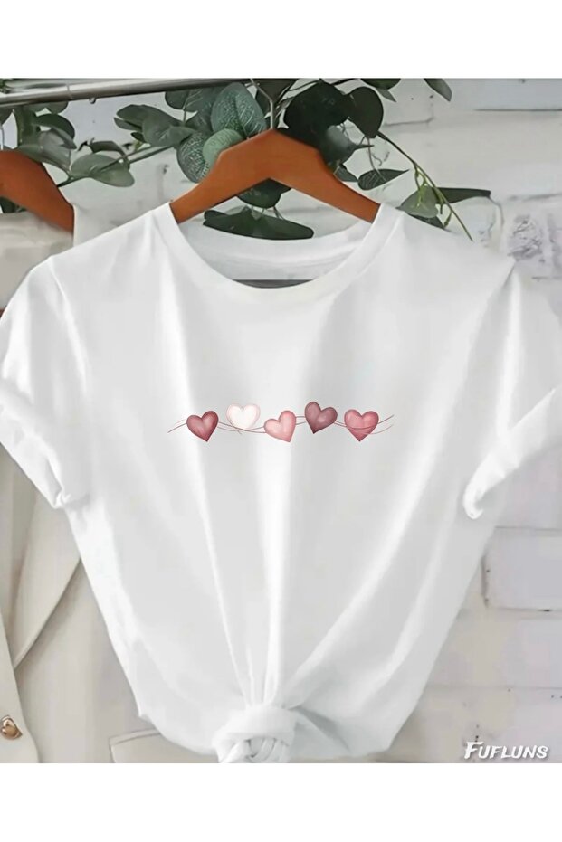Pink Hearts Road Printed Unisex Women/Men Oversize Crewneck T-Shirt
