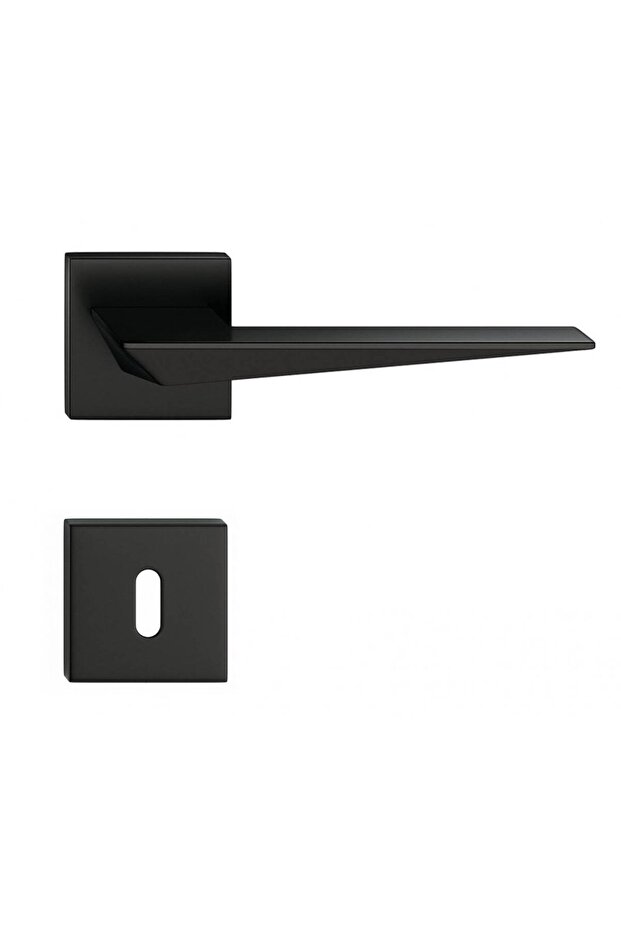 Matte Black Door Handle with Key Rosette