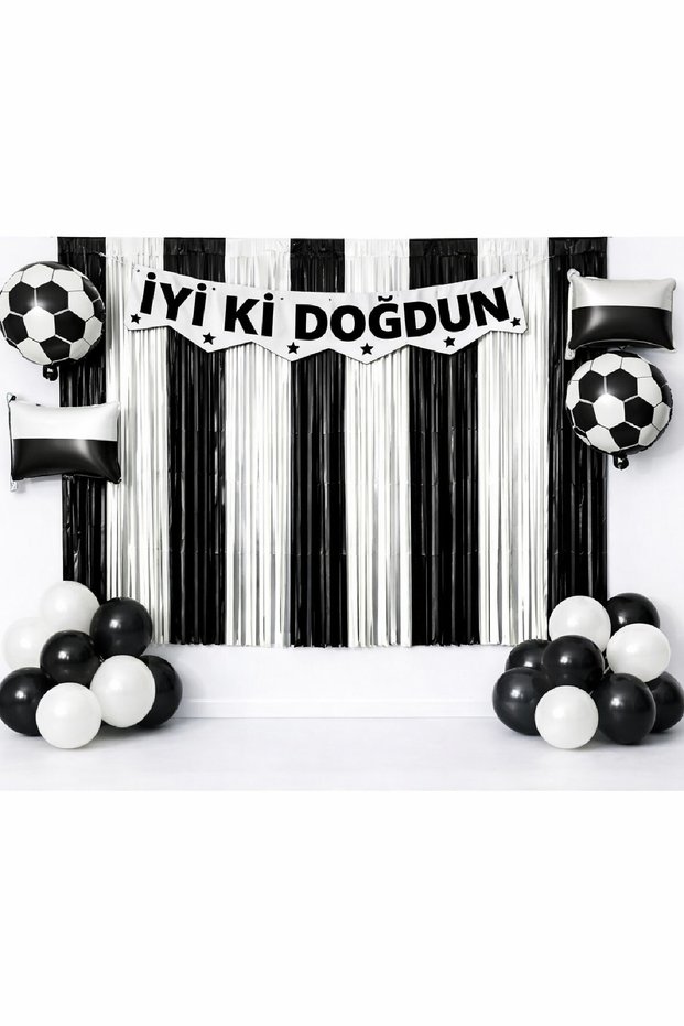 Luxury Black and White Fan (Super Set) with Backboard Concept Birthday Party Set Decoration