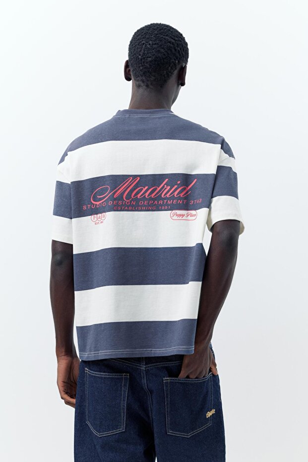 Çizgili boxy t-shirt - 4