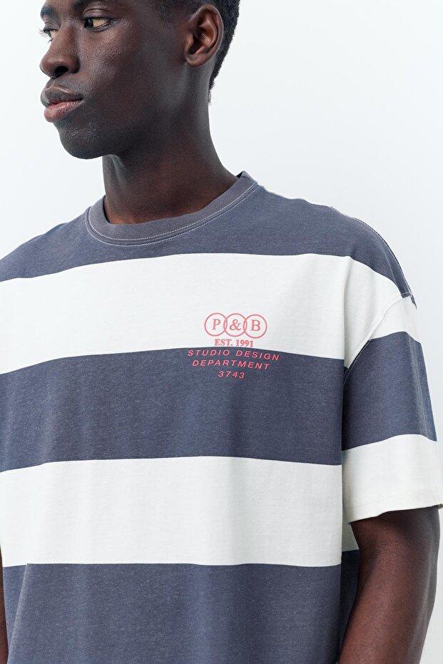 Çizgili boxy t-shirt - 6