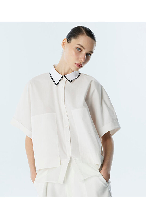 SLOGAN ŞERİTLİ GÖMLEK - 1