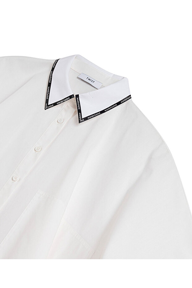 SLOGAN ŞERİTLİ GÖMLEK - 4