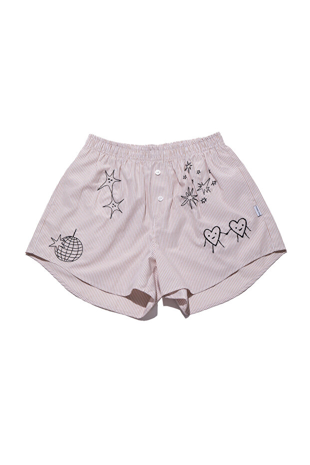 Chill Space Collection - Embroidered Women's Home Shorts - Sandy