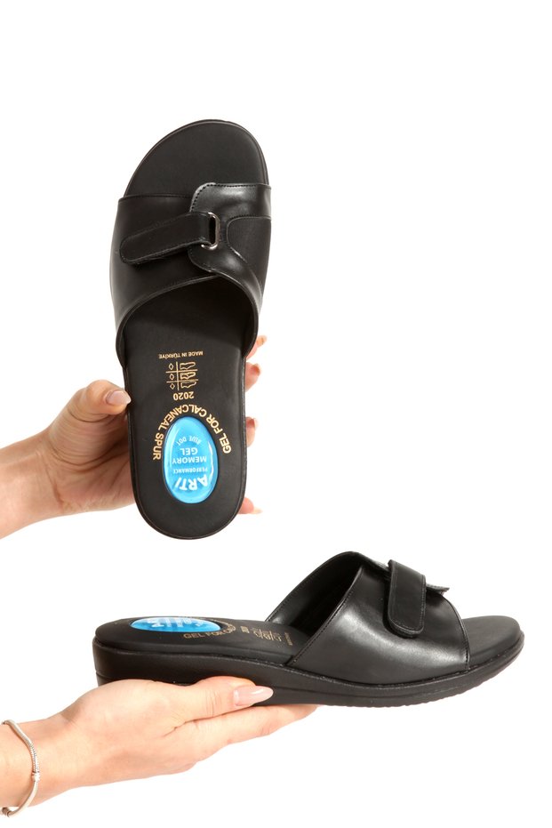 Artı&Jel-5011 Orthopedic Gel Heel Spur&Bone Protrusion Functional Women's Black Slippers