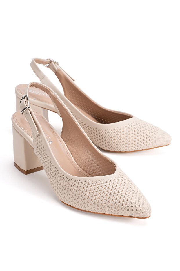 Women's Leather Open-Back Heeled Shoes 3107 Ten