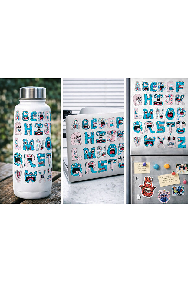 Monster Alphabet Sticker Set 22X30 cm – Funny Letter Stickers, Fun Laptop & Notebook Stickers