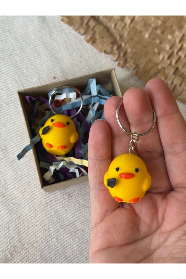 سلسلة مفاتيح على شكل كتكوت مصنوعة يدويًا من سفنكس (مجموعة من قطعتين) 🐣