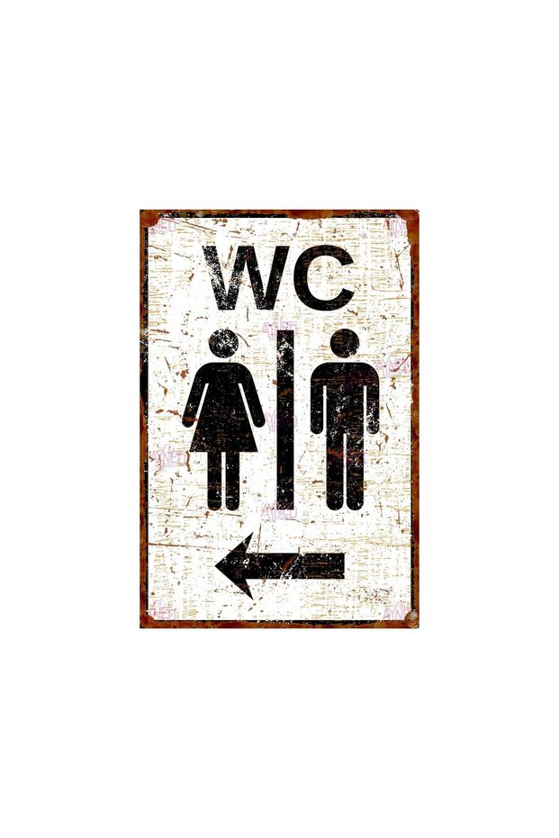 Men's Wc Directional Sign Left Arrow – Decorative Aluminum Sign - 20X30 cm