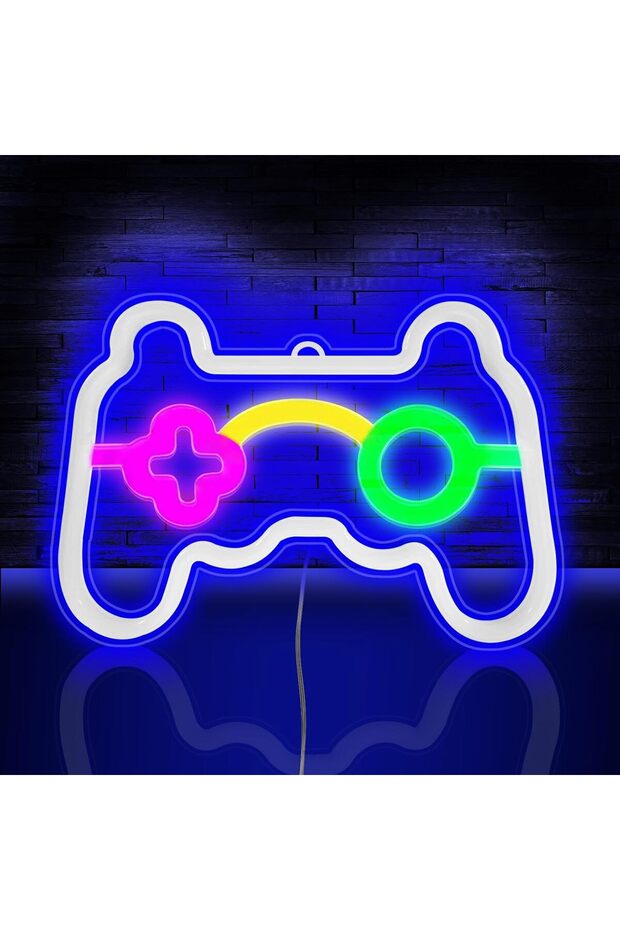 Dimmable Game Controller Neon Sign with 6mm Acrylic Base, Multicolor, 49x59 cm