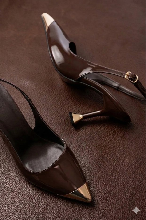 Women's Gold Toe Pad Detail Heeled Shoes